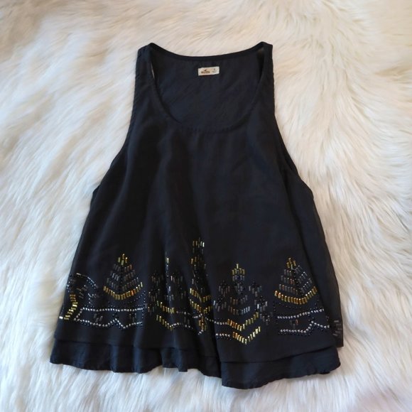 Hollister Tops - Charcoal Hollister Blouse with embellishments